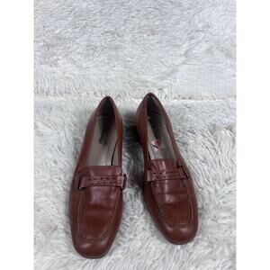 Auditions Shoes Womens Size 9.5W Brown Leather Loafers Monaco Comfort Low Heel